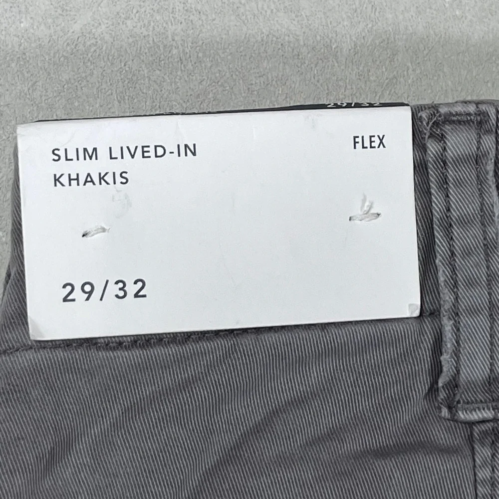 New American Eagle Slim Lived-In Khakis Mens 29x32 Gray Flex Stretch Chino Pants